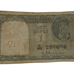 One Rupee Old A2 Issue Sign K.G AMBEGAONKAR Floral Motif Pattern **RARE** Used Condition.