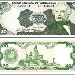 Venezuela 20 Bolivares Banknote 1995 P63e UNC Unique and Rare