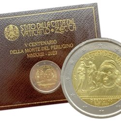 Vatican, 2 Euro, 2023, The 5th Centenary of the death of Pietro Perugino, KM #575, Bimetal, UNC Condition, Mint Folder.