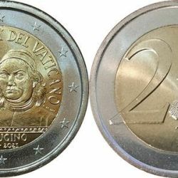 Alternative view of Vatican, 2 Euro, 2023, The 5th Centenary of the death of Pietro Perugino, KM #575, Bimetal, UNC Condition, Mint Folder.