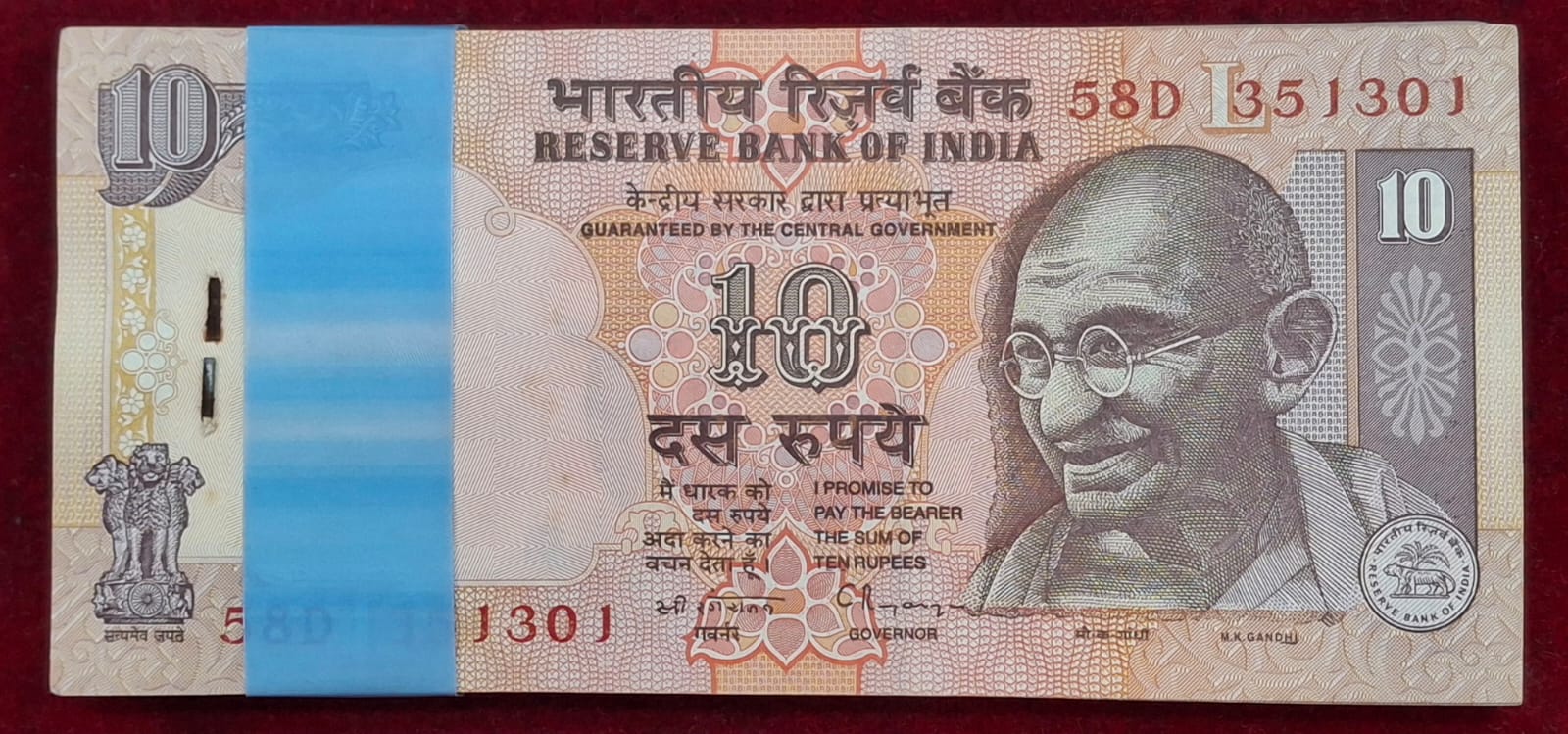 10 RUPEES GOVERNOR C. RANGARAJAN RARE GEM UNC SERIAL PACKET
