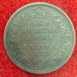 India - British ¼ Anna 1878 - Victoria "Victoria Empress"Coin # L-713
