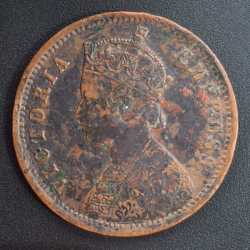 Alternative view of India - British ¼ Anna 1877- Victoria "VICTORIA EMPRESS"COIN # L-714