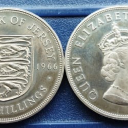 Jersey, 5 Shillings, 1966, 900th Anniversary of the Battle of Hastings, KM# 28, UNC Condition.