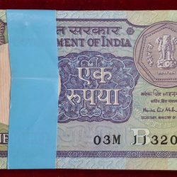 1 Rupees 1991 Governor Montek Singh Ahluwalia UNC Serial Rare Packet