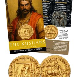 THE KUSHANS – GOLD DINAR Reproduction Coin With Beautiful folder