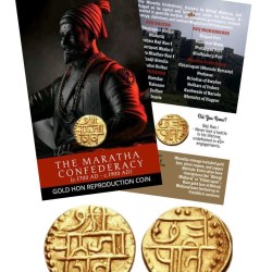 THE MARATHA CONFEDERACY – GOLD HON Reproduction Coin With Beautiful folder