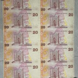 Alternative view of Kyrgyzstan 20 Som 10 note uncut sheet extremely rare sheet