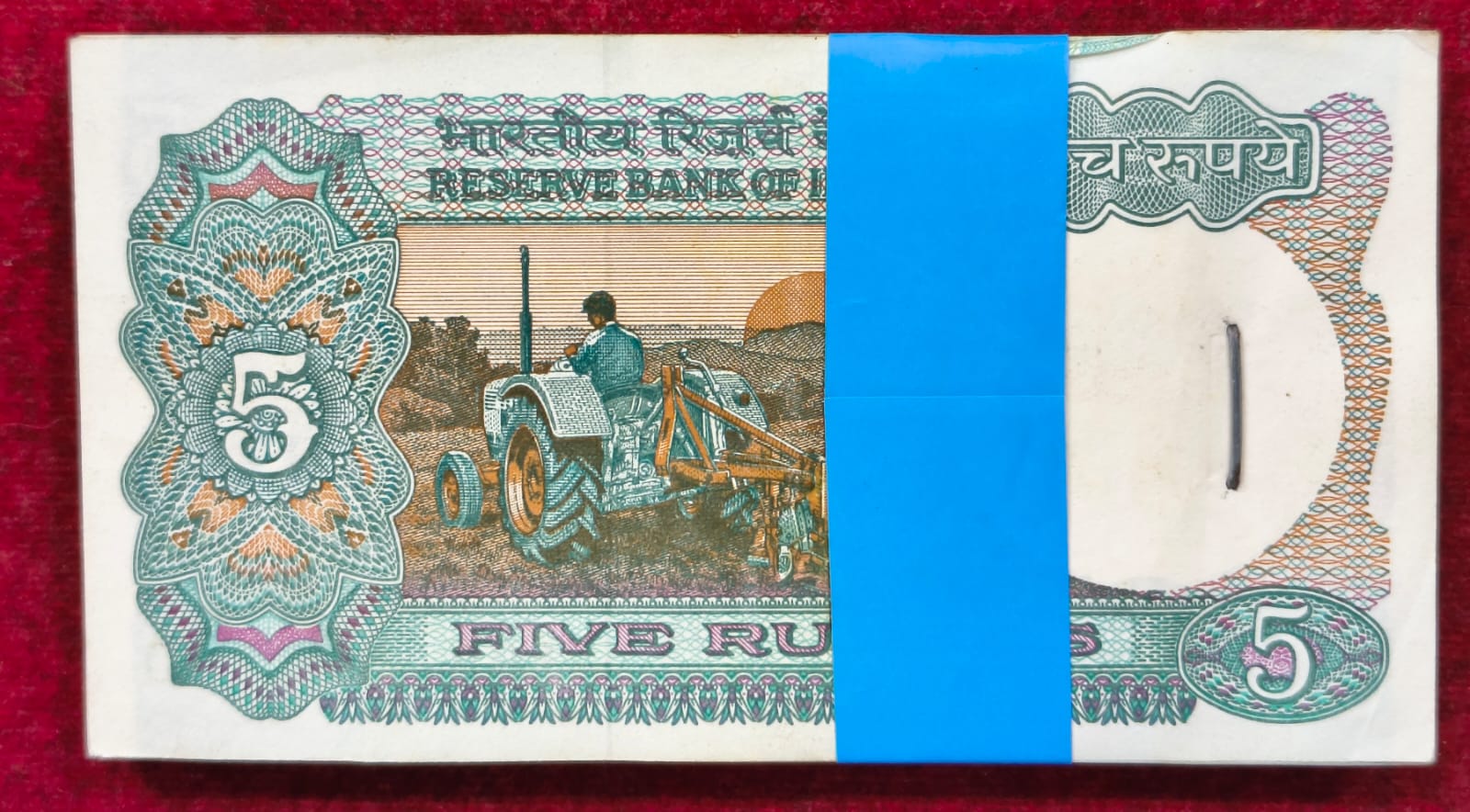 5 RUPEES TRACTOR GOVERNOR BIMAL JALAN RARE UNC SERIAL PACKET - Image 2