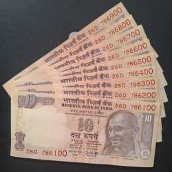 786100 - 786900 ( 9 PCS SET) 10 RUPEES GOVERNOR URJIT PATEL GEM UNC SAME PREFIX RARE ( 9 NOTE SET)