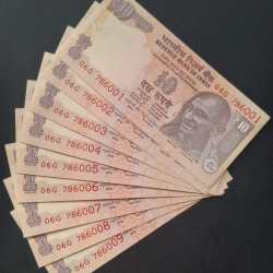 786001 - 786009 ( 9 PCS SET) 10 RUPEES GOVERNOR RAGHU RAM RAJAN GEM UNC SAME PREFIX RARE ( 9 NOTE SET)