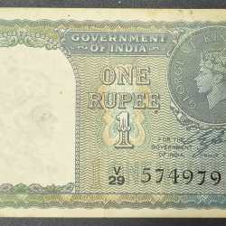 ONE RUPEES 1940 GEORGE VI GOVERNOR C.E.JONES BRITISH INDIA RARE NOTE