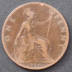 United Kingdom 1 Penny 1895 - Victoria RARE COIN #A-403