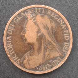 Alternative view of United Kingdom 1 Penny 1899 Victoria RARE COIN #A-401