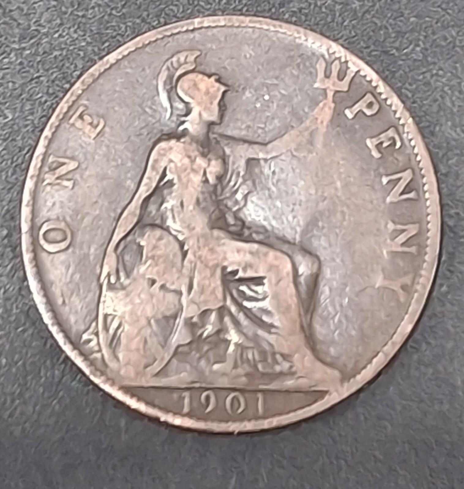 United Kingdom 1 Penny 1901 Victoria RARE COIN #A-407