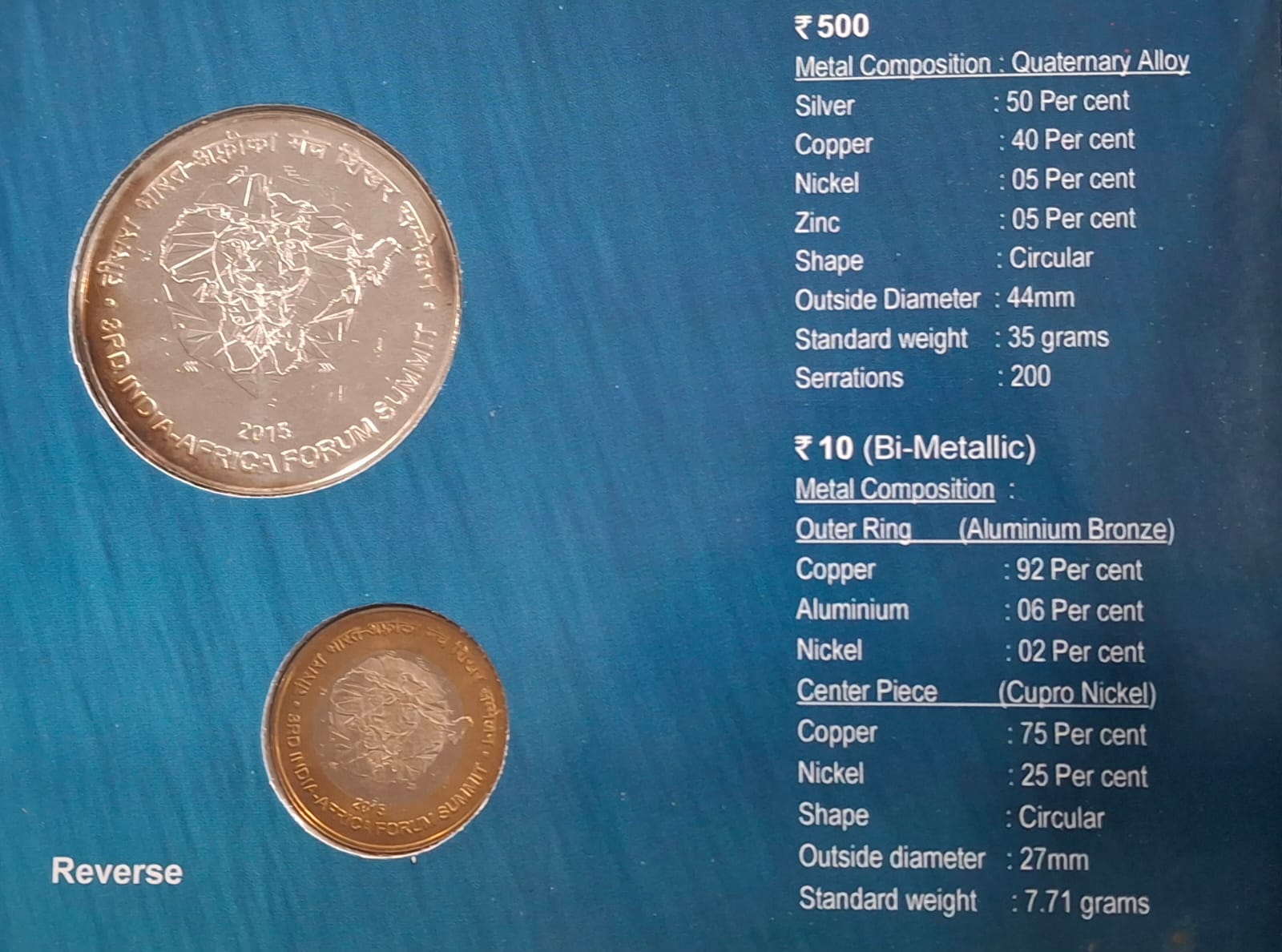 3RD INDIA - AFRICA FORUM SUMMIT ( UNC SET ) 2 COINS KOLKATA MINT - Image 2