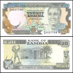 Zambia 20 Kwacha Banknote 1989 to 1991 ND P32b UNC Unique and Rare