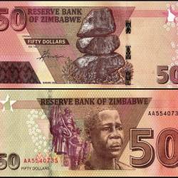 Zimbabwe 50 Dollars Banknote 2020 P105 UNC Unique and Rare
