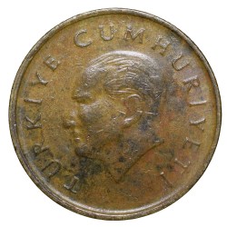 Brass 100 Lira of Turkey (AD 1990) with Head of Atatürk left
