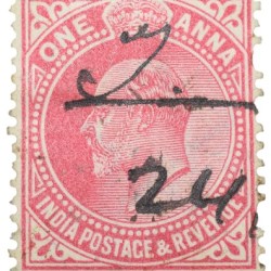 Postal Stamp of Edward VII 1 Anna Pink Clour - Used Condition as per image.