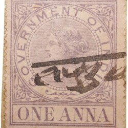 Postal Stamp of Queen Victoria 1 Anna Purple Colour - Used Condition as per Image.