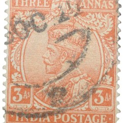 Postal Stamp of George V 3 Annas Orange Colour - Used Condition as per image.