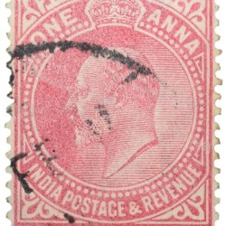 Postal Stamp of Edward VII 1 Anna Pink Clour - Used Condition as per image.