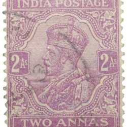 Postal Stamp of George V 2 Annas Purple Colour - Used Condition as per image.