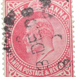 Postal Stamp of Edward VII 1 Anna Pink Clour - Used Condition as per image.