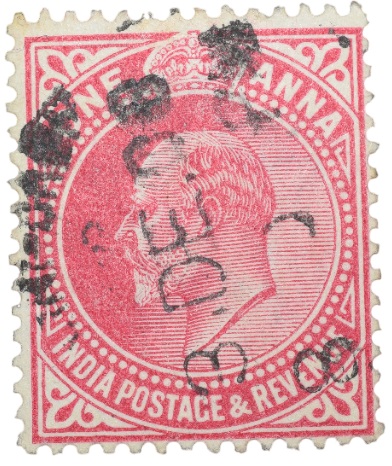 Postal Stamp of Edward VII 1 Anna Pink Clour - Used Condition as per image.