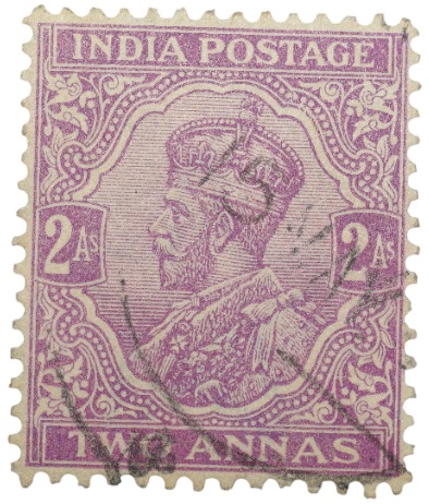 Postal Stamp of George V 2 Annas Purple Colour - Used Condition as per image.