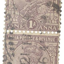 Postal Stamp of George V 1 Anna Brown Colour - Block of 2 Stamps - Used Condition as per image.
