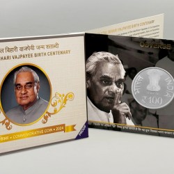 Alternative view of Shri. Atal Bihari Vajpayee Birth Centenary(Denomination of ₹ 100) Proof MUMBAI MINT RARE ((PROOF SET))