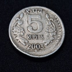 5 RUPEE 2003 HYDERABAD MINT OFF CENTRE ERROR COIN #2