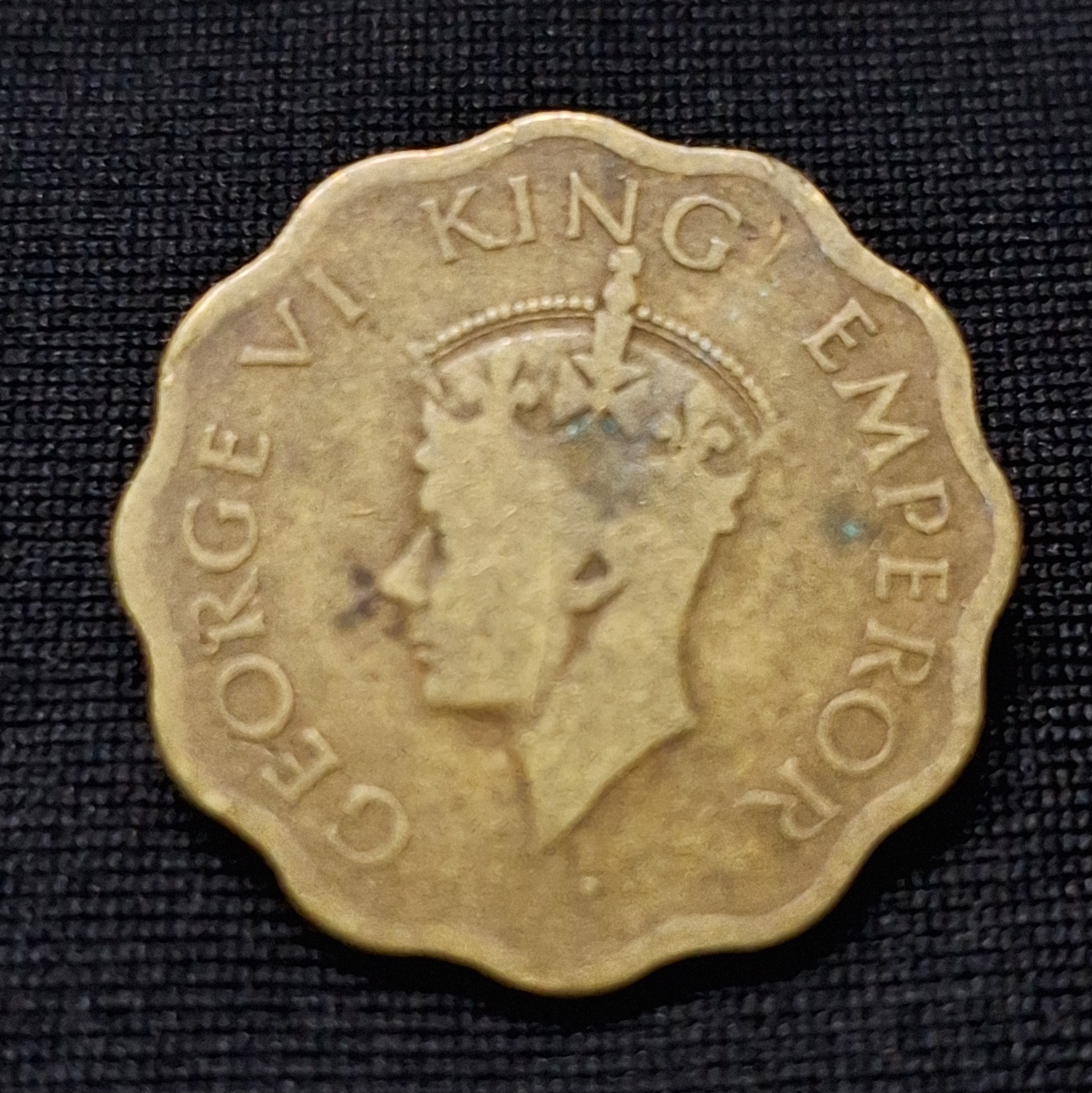 1ANNA 1944 GEORGE VI KING EMPEROR COIN