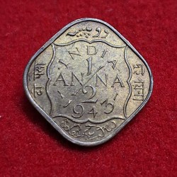 Alternative view of 1/2 ANNA 1943 COIN GEORGE VI KING EMPEROR