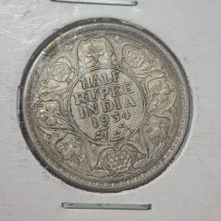 RARE HALF RUPEE 1934 GEORGE V KING EMPEROR SKU RIT026