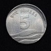5 RUPEE WAVE COIN 2008 HYDERABAD MINT OFF CENTRE ERROR COIN