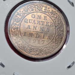 ONE QUARTER ANNA 1917 GEORGE V KING EMPEROR COIN