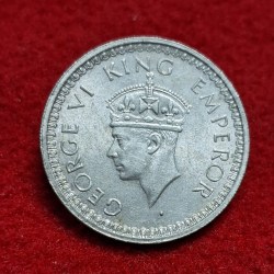 Alternative view of HALF RUPEE 1945 GEORGE VI KING EMPEROR COIN LAHORE MINT UNC CONDITION SKU 03