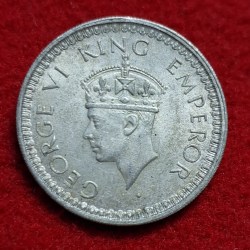Alternative view of HALF RUPEE 1945 GEORGE VI KING EMPEROR COIN LAHORE MINT UNC CONDITION SKU 08