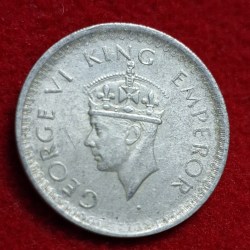 Alternative view of HALF RUPEE 1944 GEORGE VI KING EMPEROR COIN LAHORE MINT UNC CONDITION SKU 09
