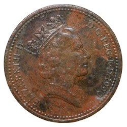 Bronze 1 Penny of Elizabeth II (AD 1990) from United Kingdom