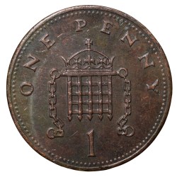 Alternative view of Bronze 1 Penny of Elizabeth II (AD 1990) from United Kingdom