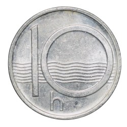 Alternative view of Aluminium 10 Heller of Czech Repulic (AD 1997) with Czech lion UNC Grade