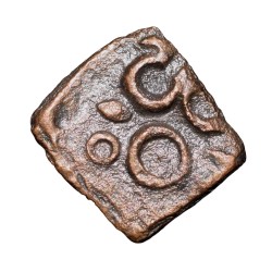 Alternative view of Copper Coin of Maharathis of Andhra(2nd Cen. BC) with Triangular Headed Symbol within square/Nandywarta Rare