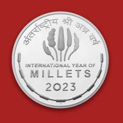 Alternative view of International Year of Millets 2023 (Denomination of `75) – Wooden Packing (PROOF)