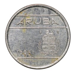 Stainless-Steel 5 Cents of Aruba Country (AD 1995) with Geometrical Design