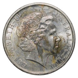 Alternative view of Nickel 5 Cents of Elizabeth II (AD 2000) from Australia with An Echidna (Ant Eater) About UNC Grade