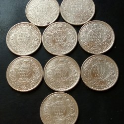 Alternative view of SILVER BRITISH INDIA 🇮🇳 DIFFERENT YEARS COLLECTION KING👑👑👑👑 GEORGE V FULL SILVER 9 DIFFERENT YEARS 1₹SET WEIGHT 11.6GM EACH 1912/13/14/15/16/17/18/19/20 ORIGINAL GAUARANTEE EXCELLENT CONDITION. Same and similar piece available